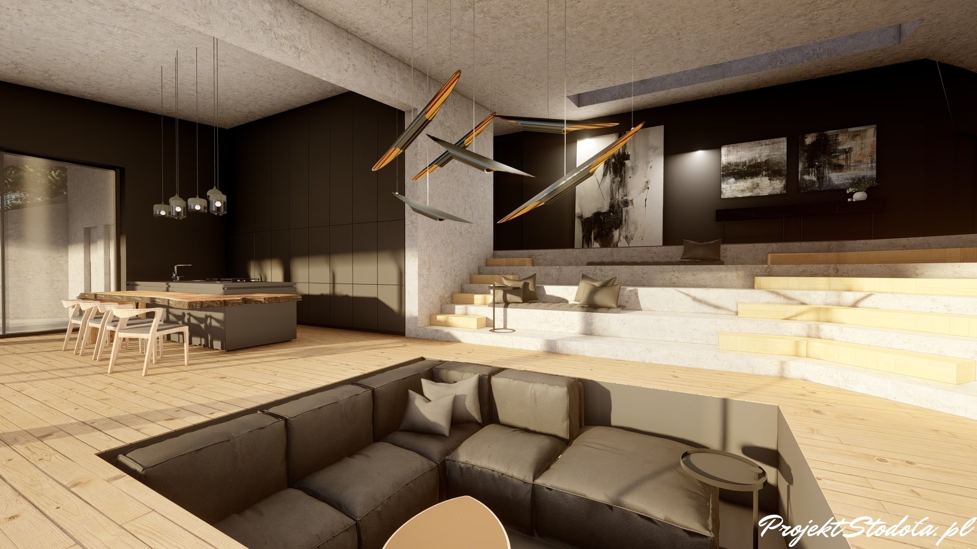 nowoczesne domy minimalistyczny duży salon