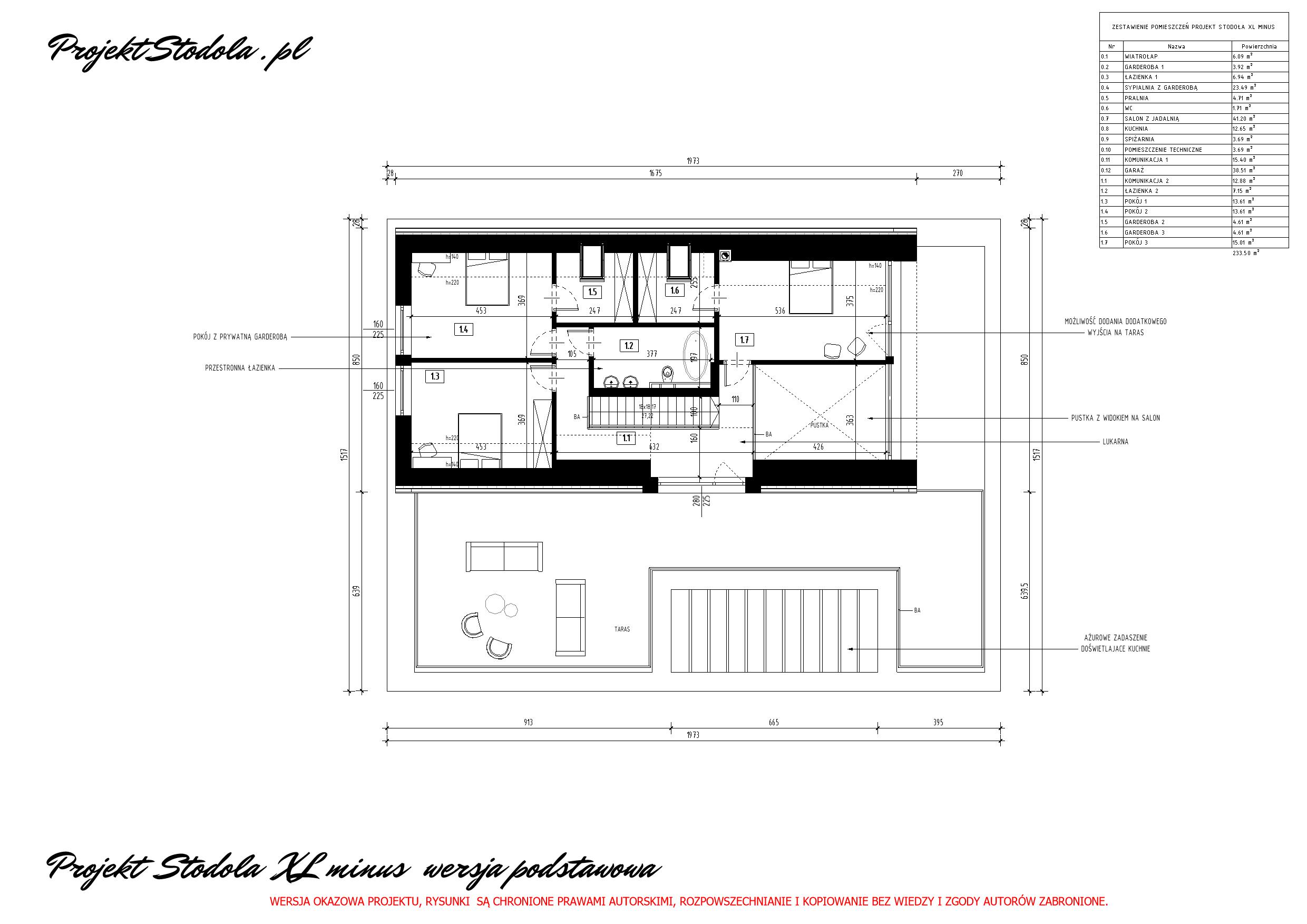 PROJEKT STODOŁA XL- WERSJA PODSTAWOWA PODDASZE