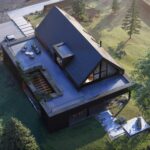 Projekt Stodoła XL Minus Aksonometria ogród