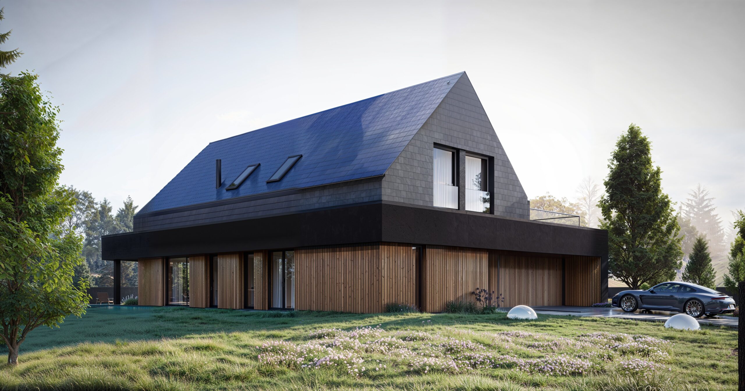 Projekt Stodoła XL Minus Perspektywa Podjazd