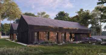 Projekt Stodoła Stodoła H widok z ogrodu