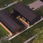Projekt Stododoła Stodoła H widok z lotu ptaka Stodoła H widok z lotu ptaka