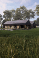 Stodoła H pion widok z ogrodu