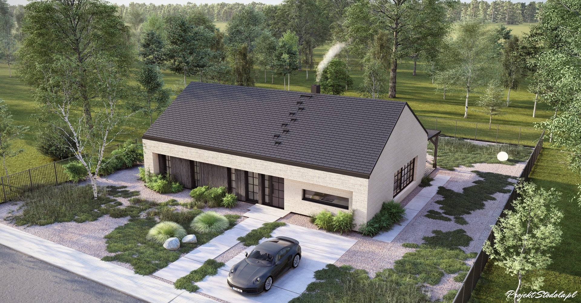 Projekt Stodoła Wood Econo_wersja podstawowa_aksonometria frontowa