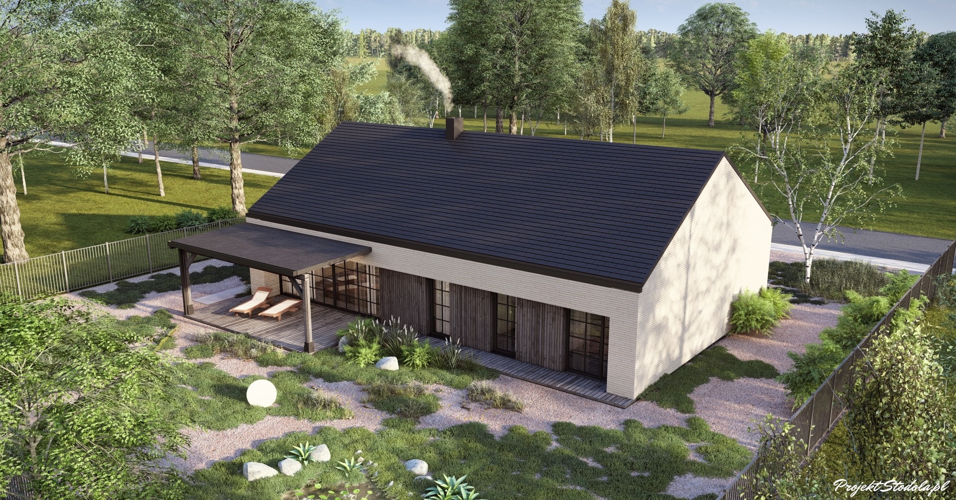 Projekt Stodoła Wood Econo_wersja podstawowa_aksonometria ogrodowa dom szkieletowy