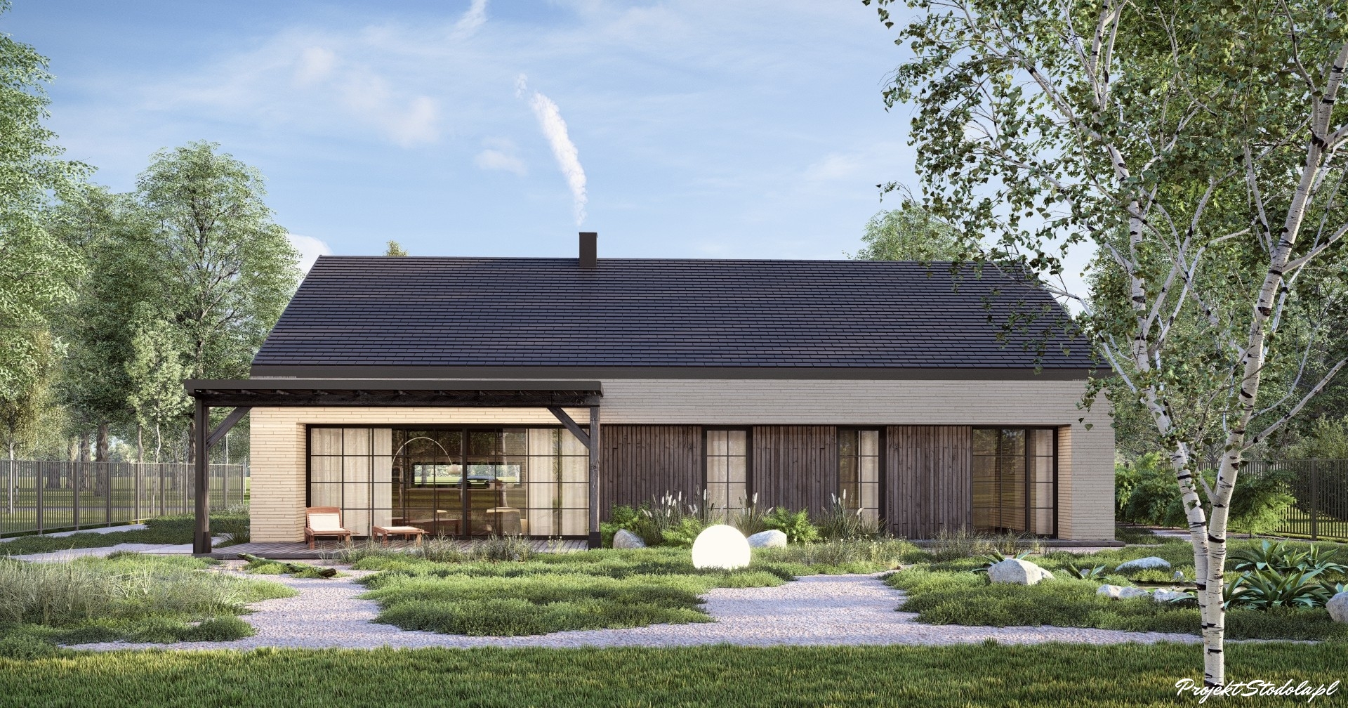 Projekt Stodoła Wood Econo_wersja podstawowa_elewacja ogrodowa