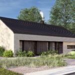 Projekt Stodoła Wood Econo_wersja podstawowa_perspektywa elewacji bocznej 2 dom szkieletowy