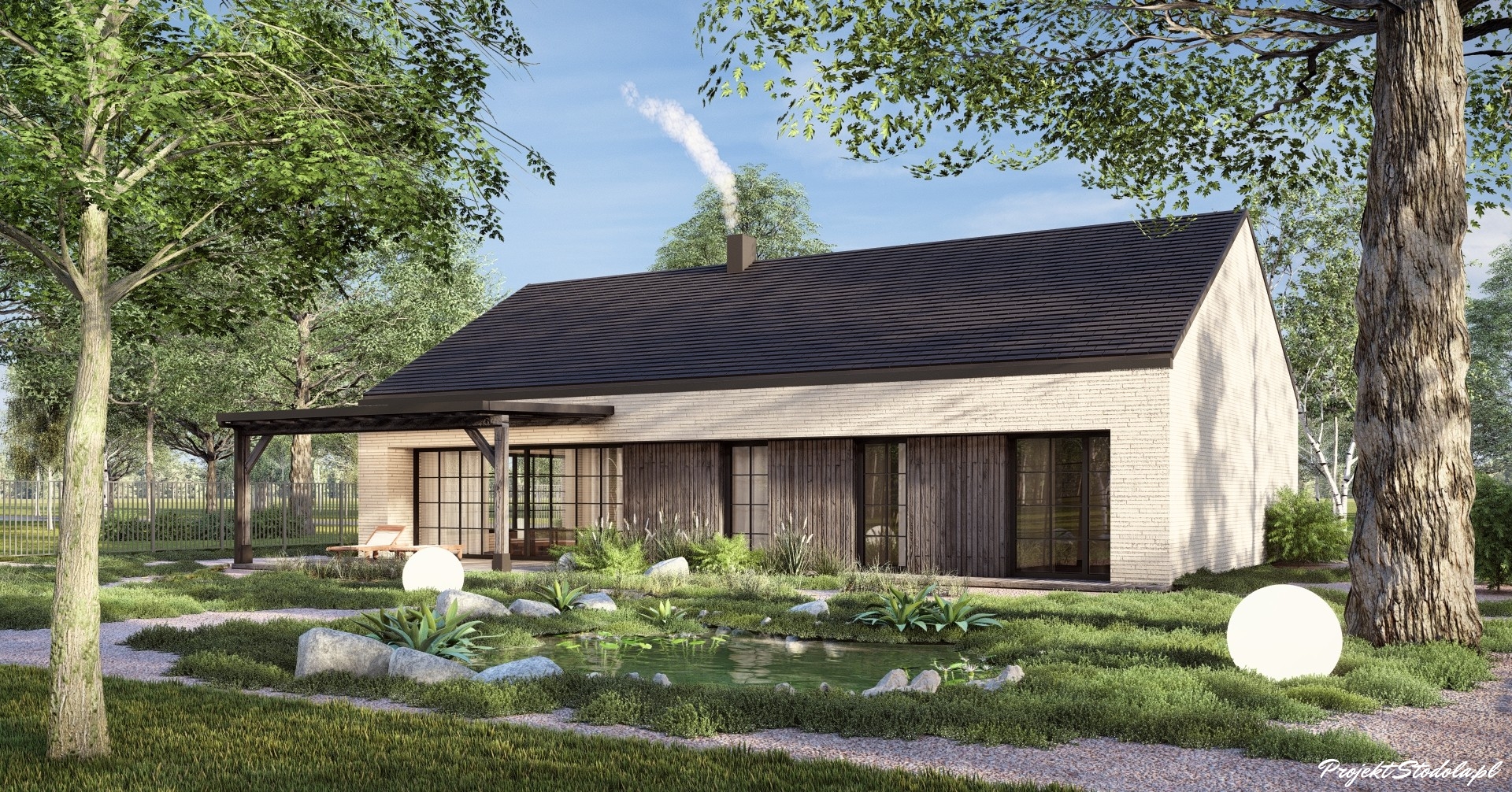 Projekt Stodoła Wood Econo_wersja podstawowa_perspektywa elewacji ogrodowej