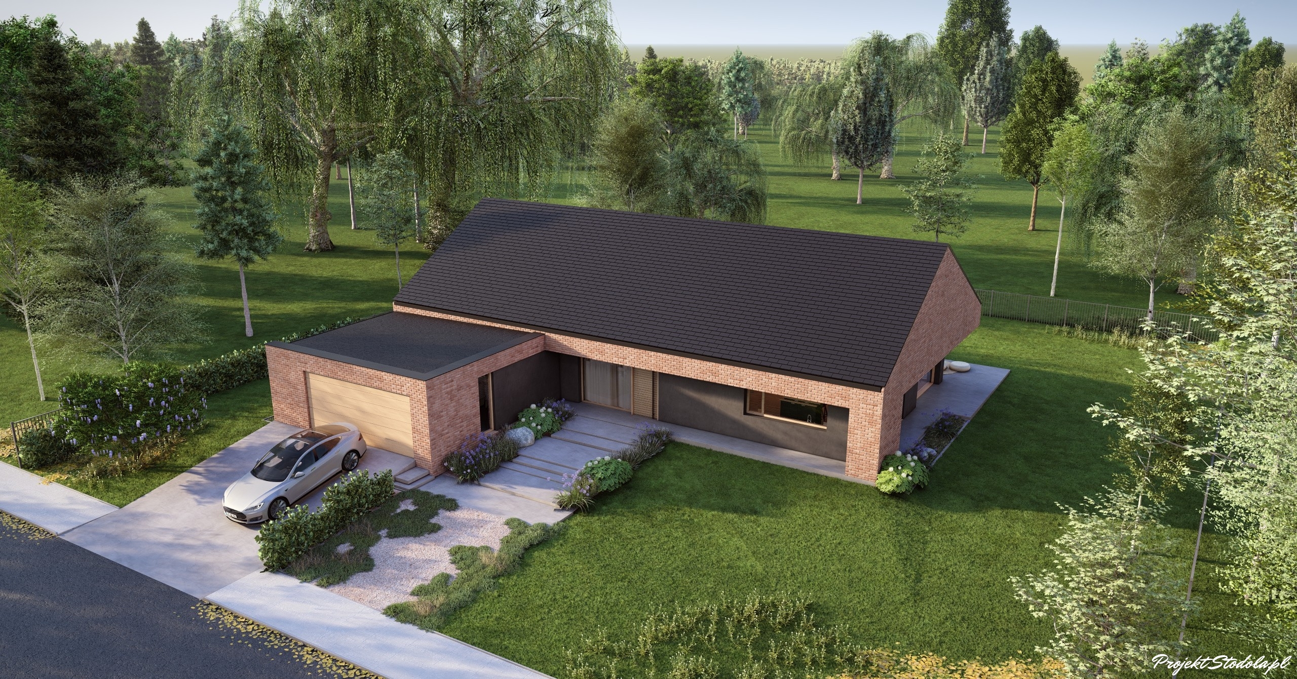 Projekt Stodoła Wood Premium_wersja podstawowa_aksonometria frontowa