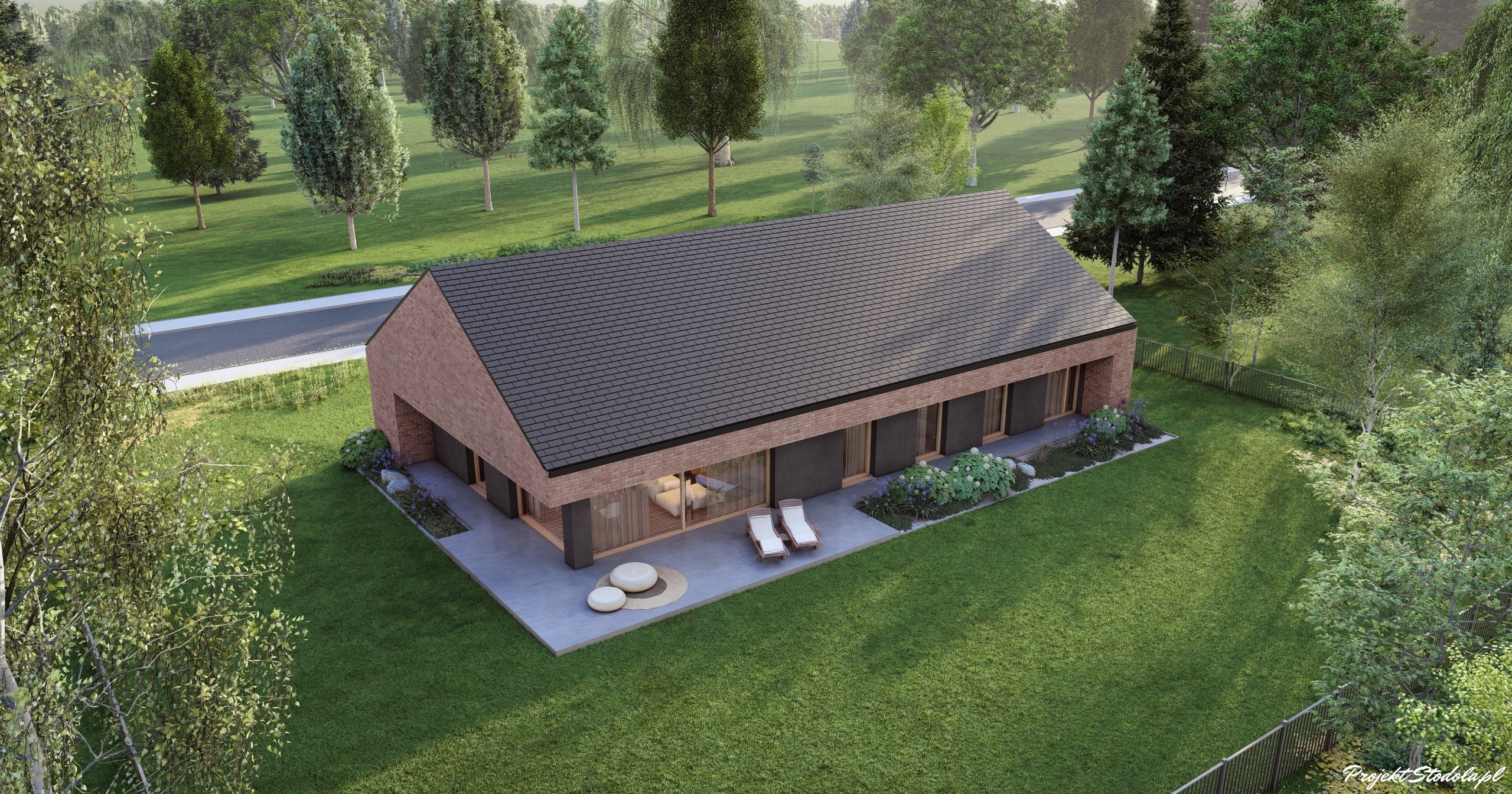 Projekt Stodoła Wood Premium_wersja podstawowa_aksonometria ogrodowa