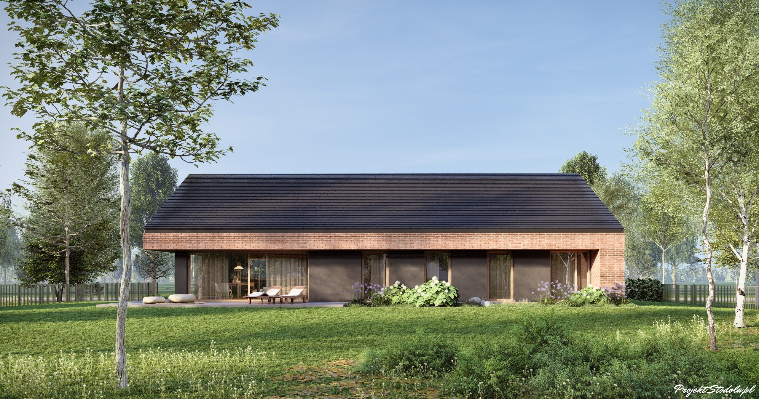 Projekt Stodoła Wood Premium_wersja podstawowa_elewacja ogrodowa