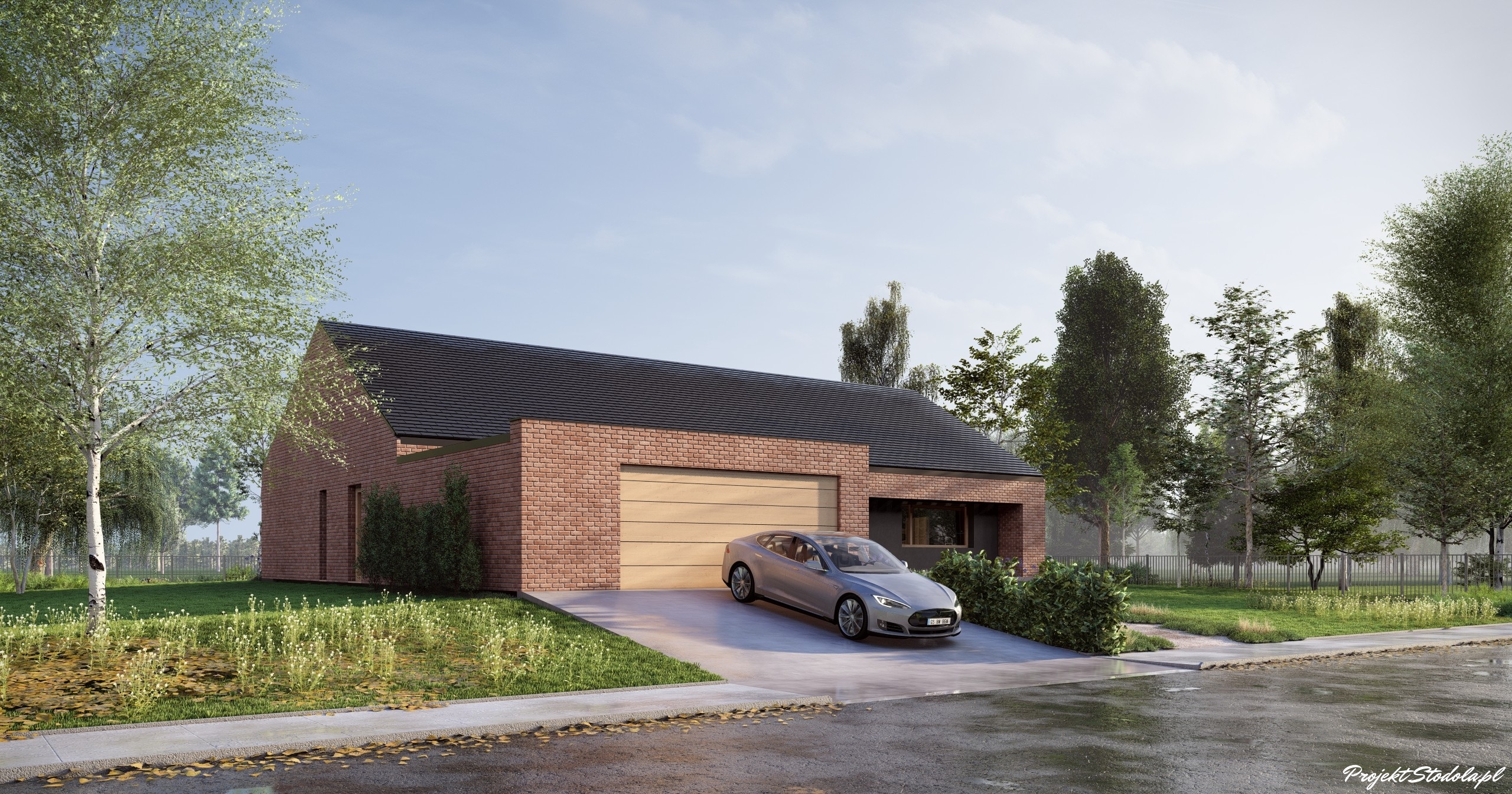Projekt Stodoła Wood Premium_wersja podstawowa_perspektywa elewacj bocznej 2