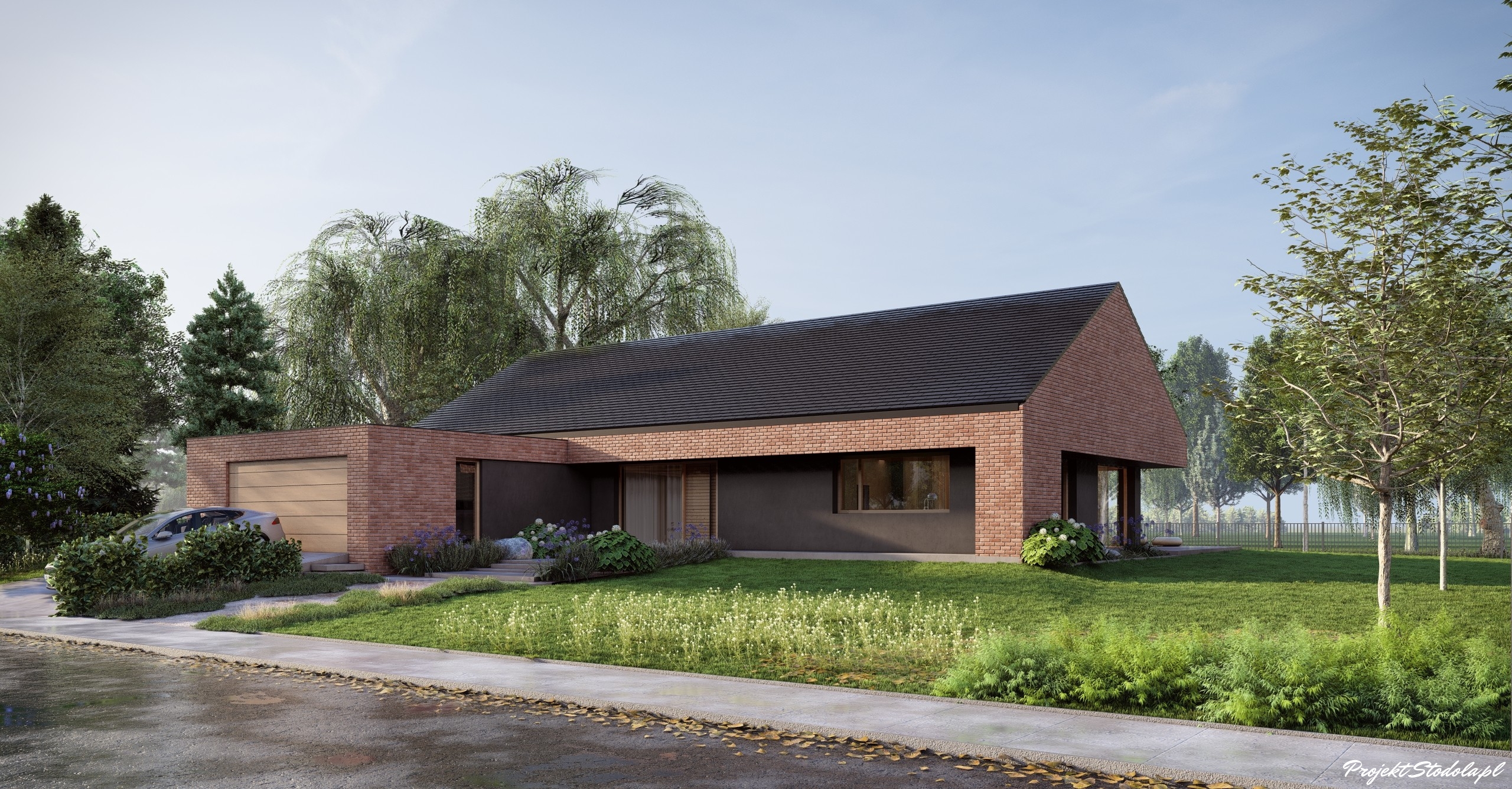 Projekt Stodoła Wood Premium_wersja podstawowa_perspektywa elewacj frontowej